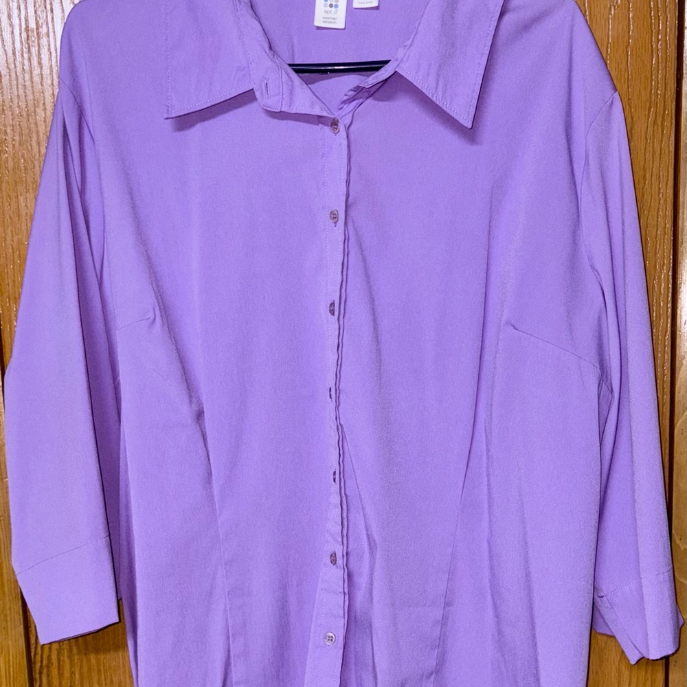 Beautiful Apt. 9 Lavender Button-Up 3/4 sleeve Blouse Sz 3X